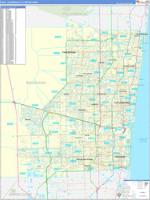 Fort Lauderdale Metro Area Wall Map Zip Code